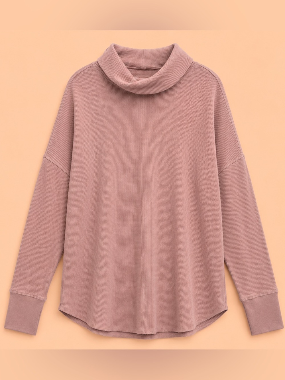BABATON WAFFLE KNIT COWL NECK TOP